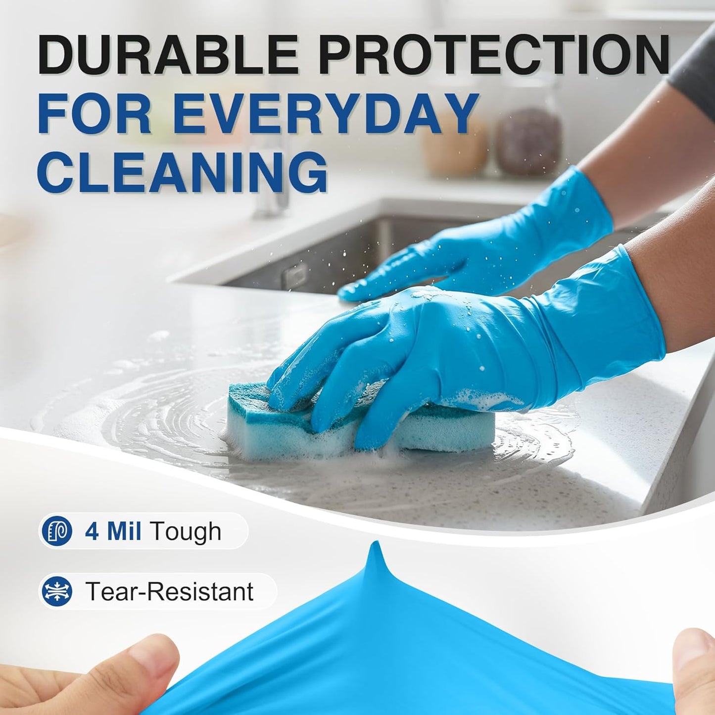 Medical Nitrile Exam Gloves, 4 Mil, Powder-Free, Latex-Free, Disposable Gloves for Cleaning and Food Prep