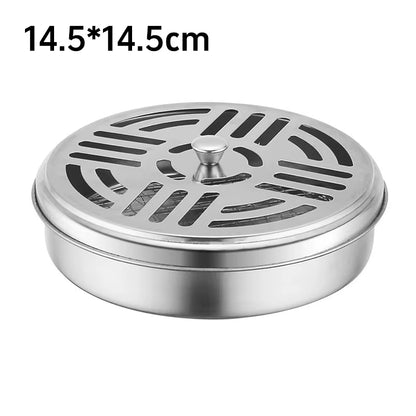 Buzzguard™ Stainless Steel Mosquito Coil Holder – Covered Coil Burner Tray for Safe, Clean & Stylish Protection